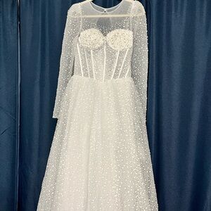 Othr White Beaded Illusion Long-Sleeve 👰